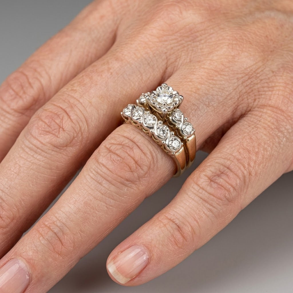 Anel dourado vintage brilhante