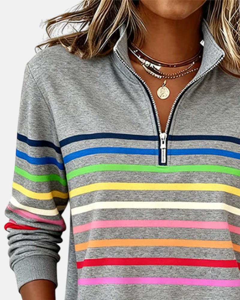 Vienna | Sudadera con cremallera y rayas arcoíris