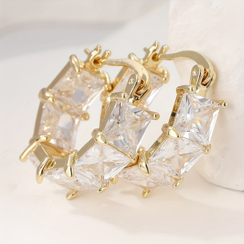 Vintage Boho Style Clear Cubic Zirconia Drop Earrings