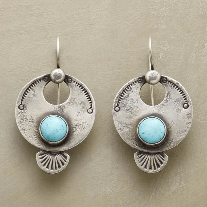 Vintage Round Turquoise Drop Earrings