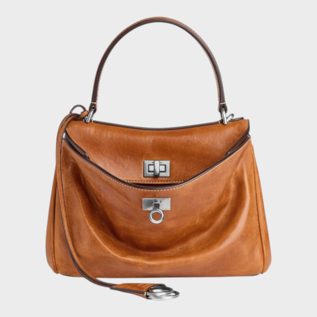 Libby | Structured Leather Handbag with Magnetic Flap Closure