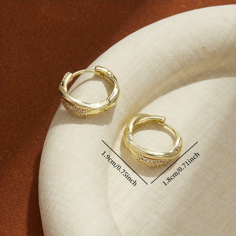 Twisted Gold Hoop Earrings with Pavé Crystal Accents