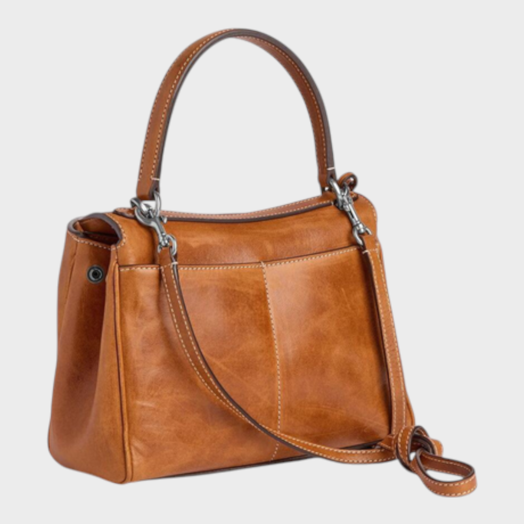 Libby | Structured Leather Handbag with Magnetic Flap Closure