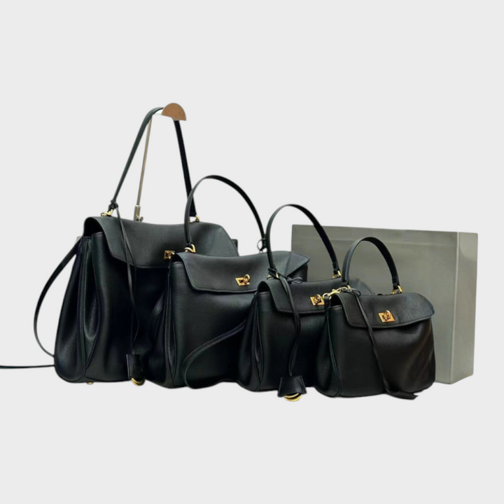 Libby | Structured Leather Handbag with Magnetic Flap Closure
