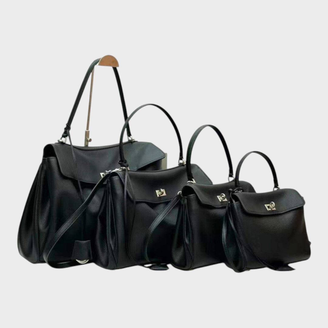 Libby | Structured Leather Handbag with Magnetic Flap Closure