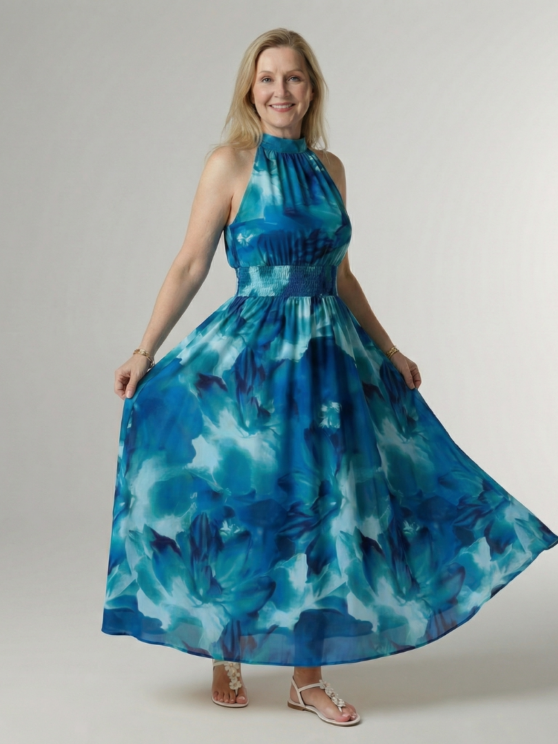 Sylin | Vestido midi con halter fruncido