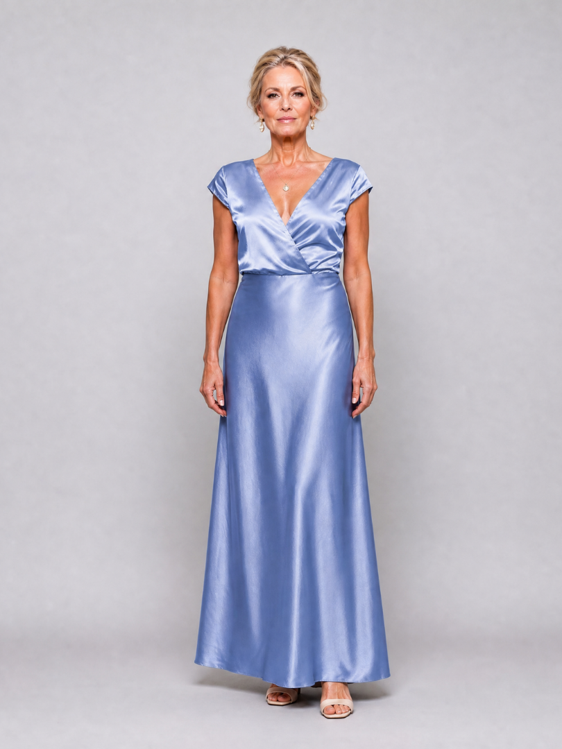 Samouse | Vestido maxi com mangas curtas e corpete transpassado