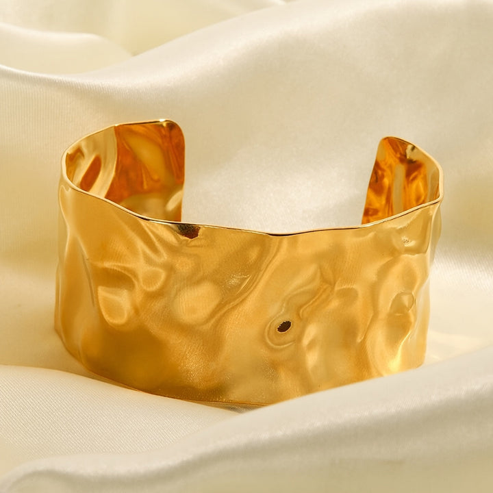 Elegant Polished Sculptural Wide Cuff Bracelet