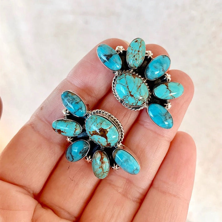 Bohemian Style Vintage Flowers Turquoise Earrings
