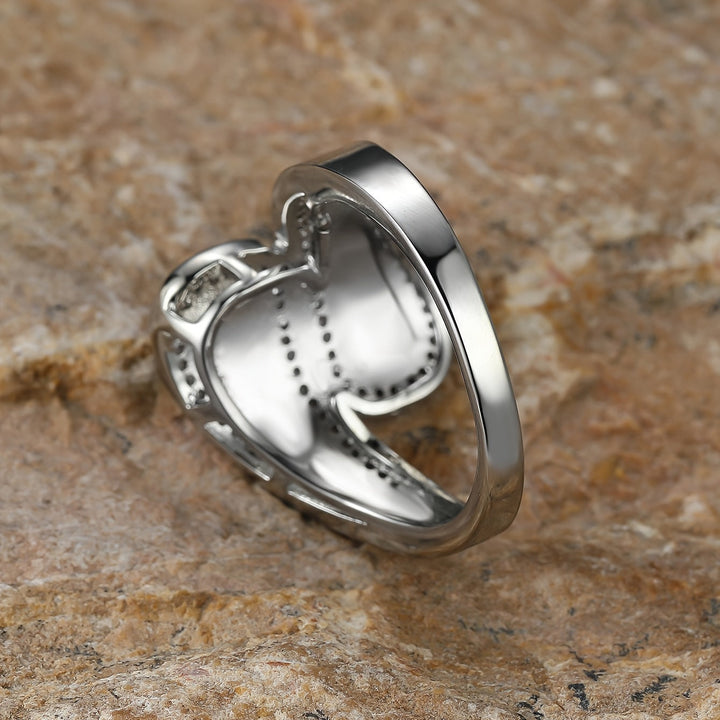 Vintage Bohemian White Opal Stone Silver Plated Ring