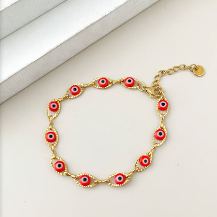 Minimalist Evil Eye Gold Plated Tennis Bracelet