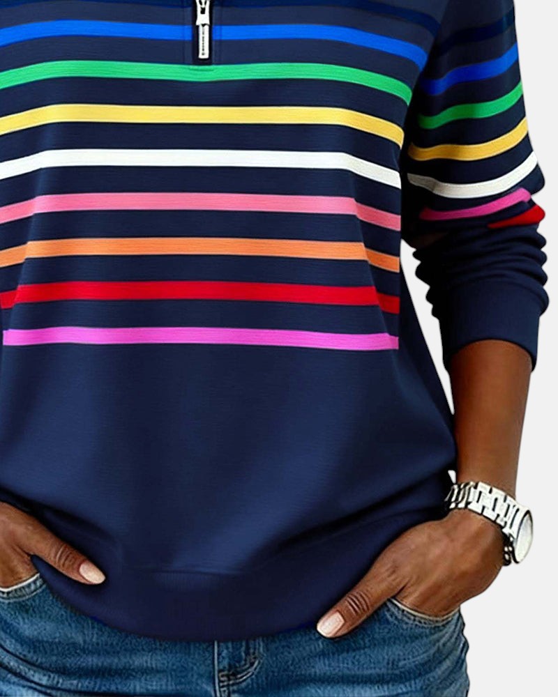Vienna | Sudadera con cremallera y rayas arcoíris