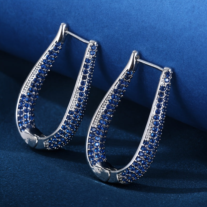 Elegant Cubic Synthetic Zirconia Hoop Earring