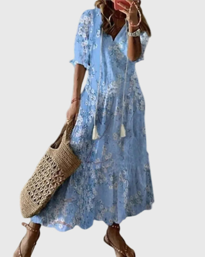 Amalia | Vestido Maxi Boho Vintage de Verão