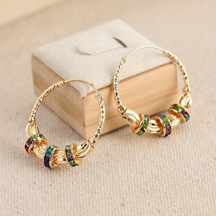 Elegant Golden Rainbow Zirconia Stone Earrings