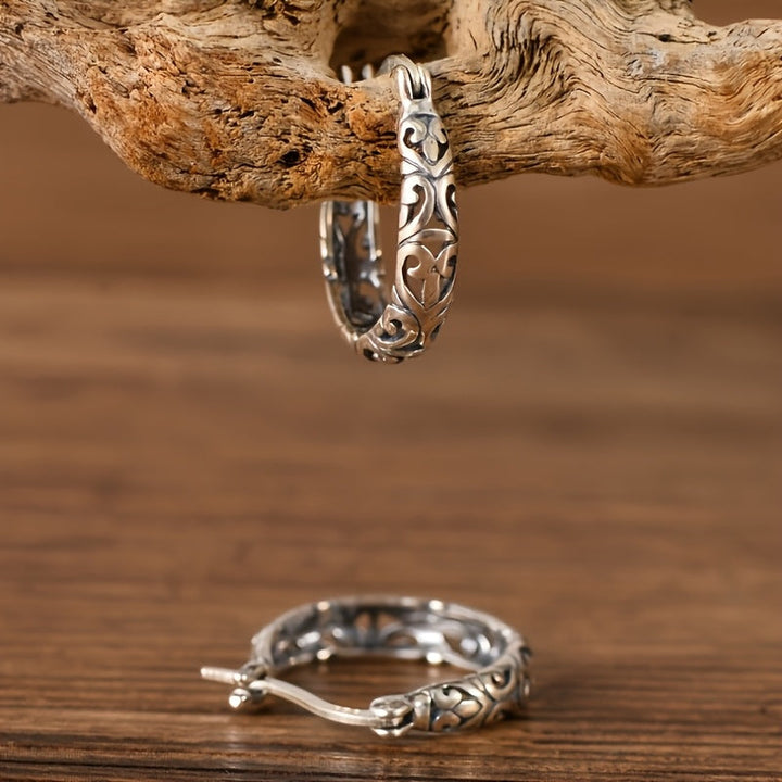 Vintage Irish Celtic Rune Hoop Earrings
