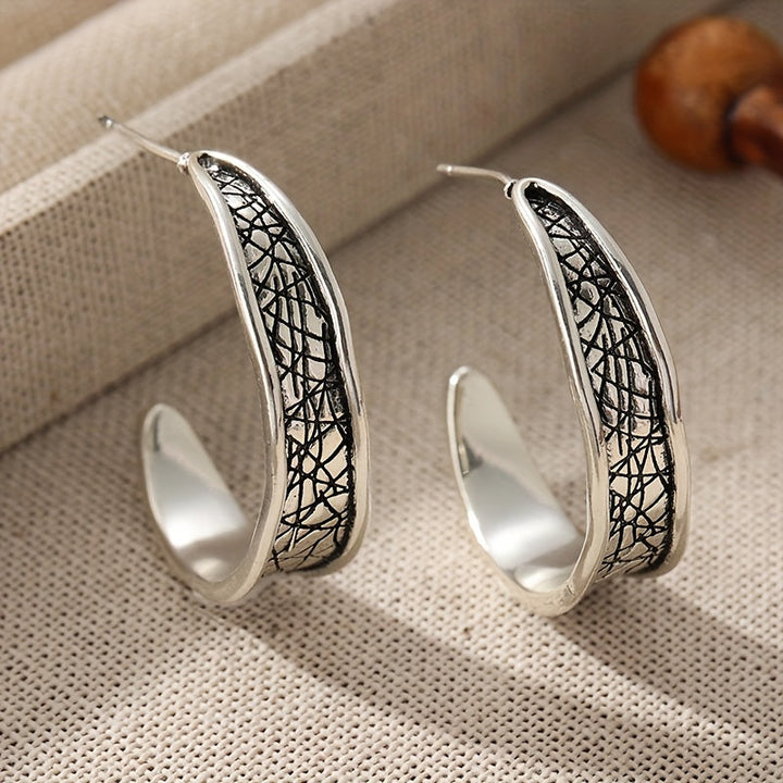 Vintage Hammered Handmade Hoop Earrings