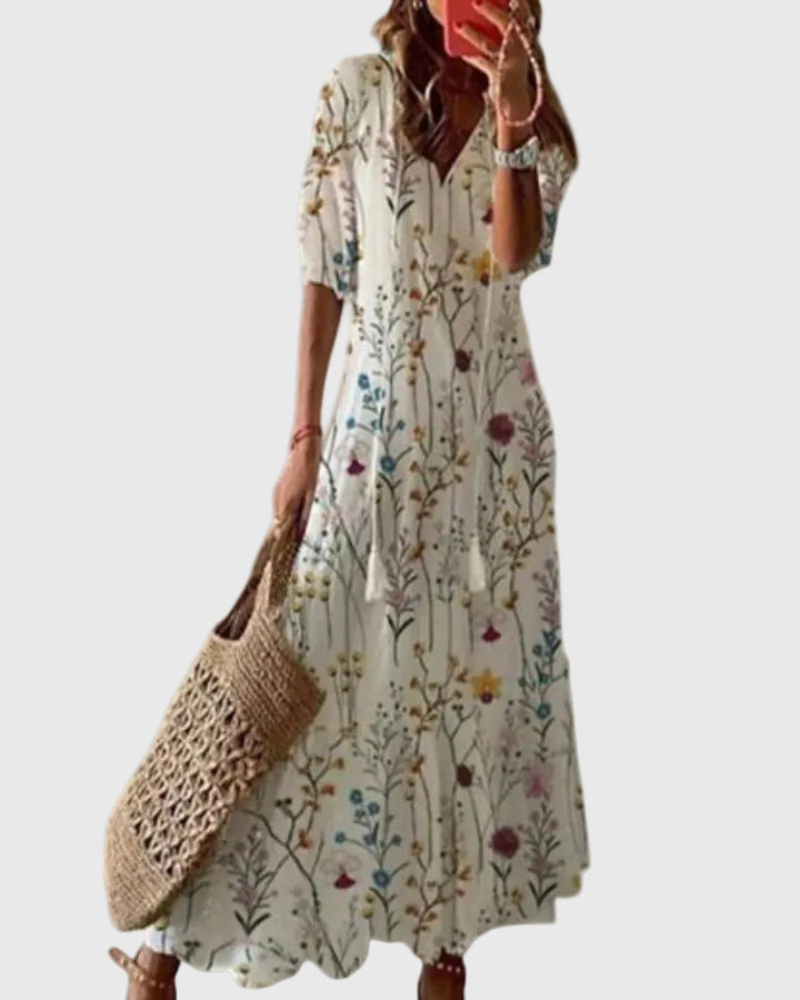 Amalia | Vestido Maxi Boho Vintage de Verão