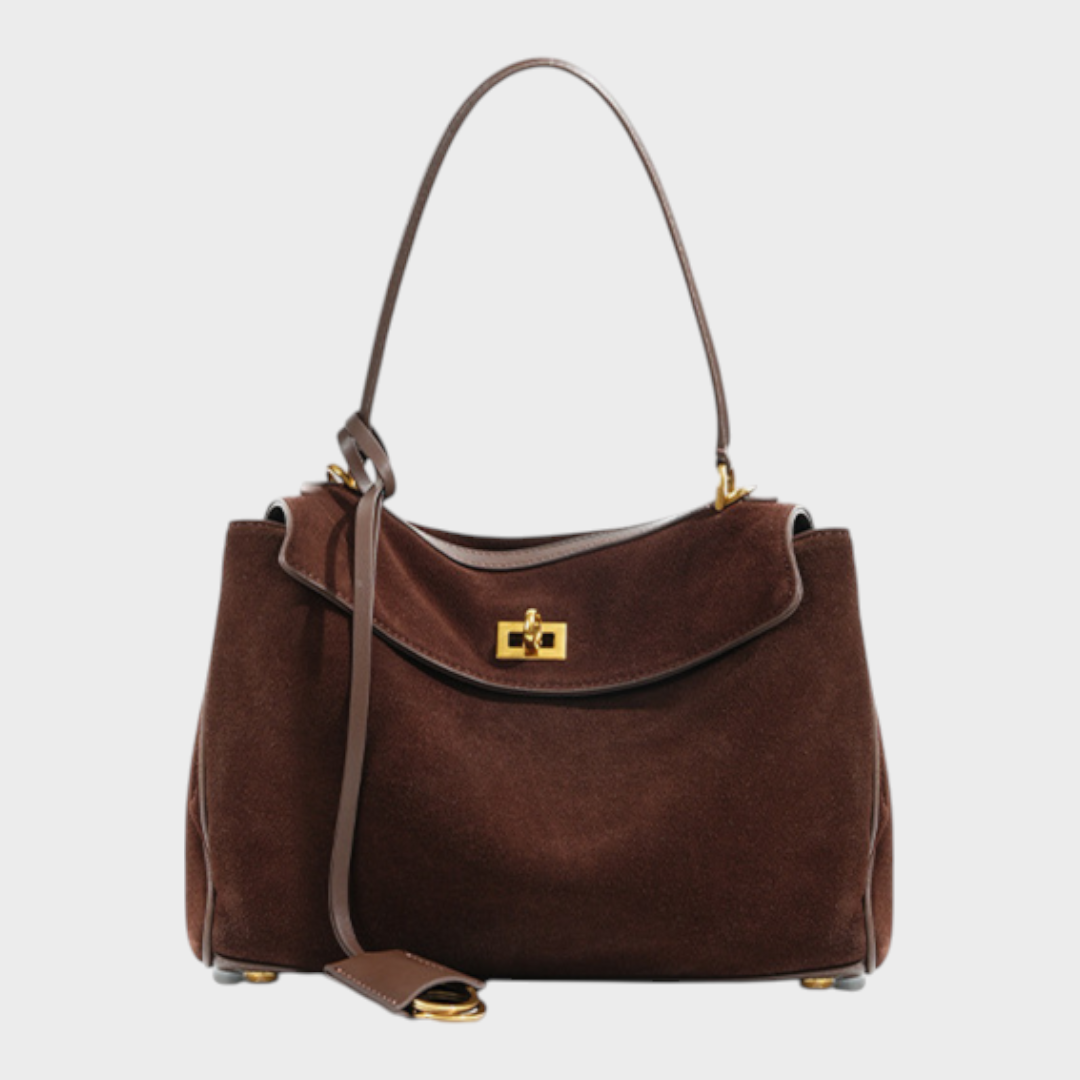 Libby | Structured Leather Handbag with Magnetic Flap Closure