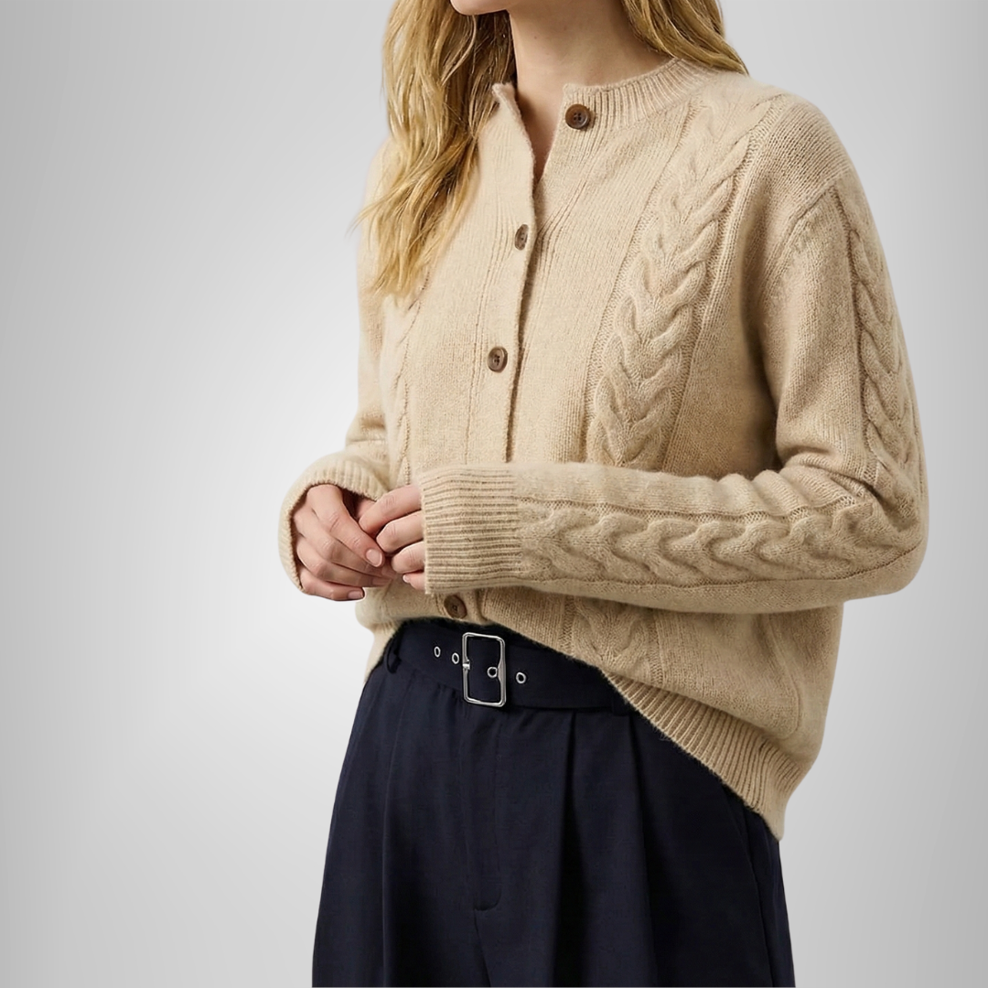 Madeline Cardigã de Cashmere com Trança