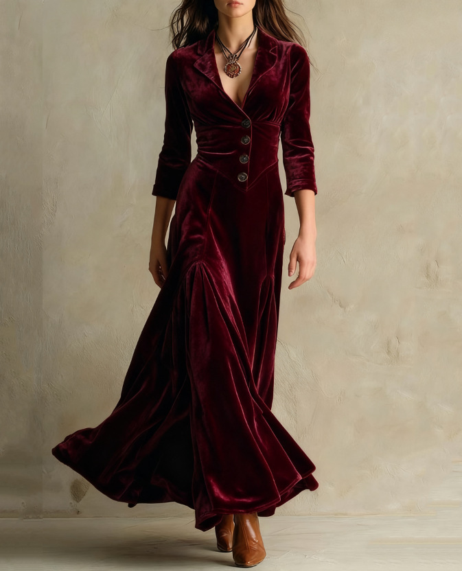 Vestido comprido de veludo Vivienne