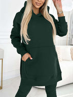 Conjunto de camisola com capuz de cor lisa e leggings forradas Sienna