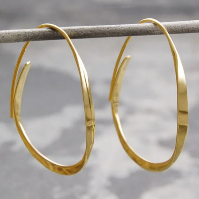 Vintage Minimalist Twisted Hoop Earrings