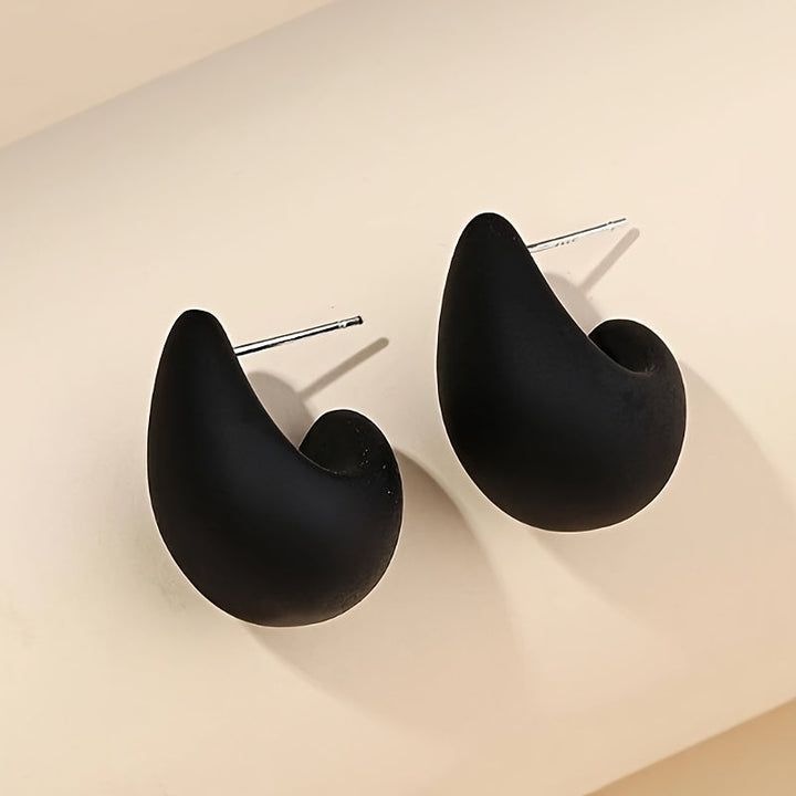 Minimalist Gold C-Shape Sculptural Stud Earrings