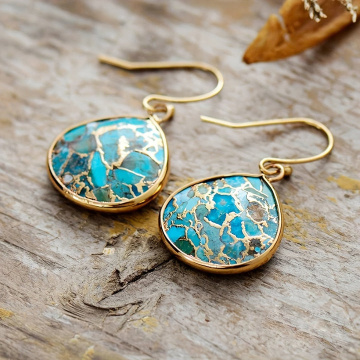 Bohemian Turquoise Mosaic Teardrop Earrings