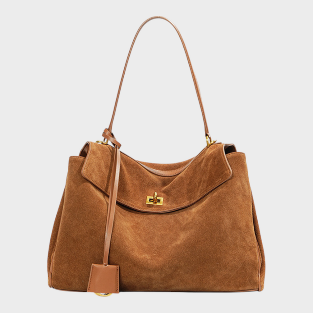 Libby | Structured Leather Handbag with Magnetic Flap Closure