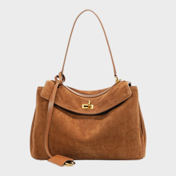 Libby | Structured Leather Handbag with Magnetic Flap Closure