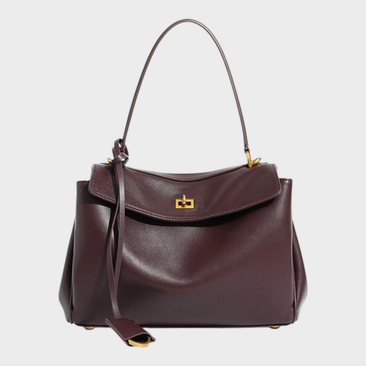 Libby | Structured Leather Handbag with Magnetic Flap Closure