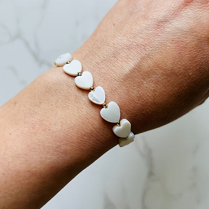 Bohemian Natural Stone Shell Heart Bracelet