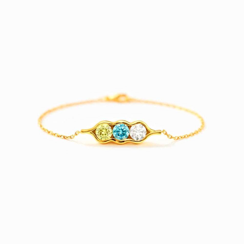 Personalized Peas in a Pod Birthstone Bracelet
