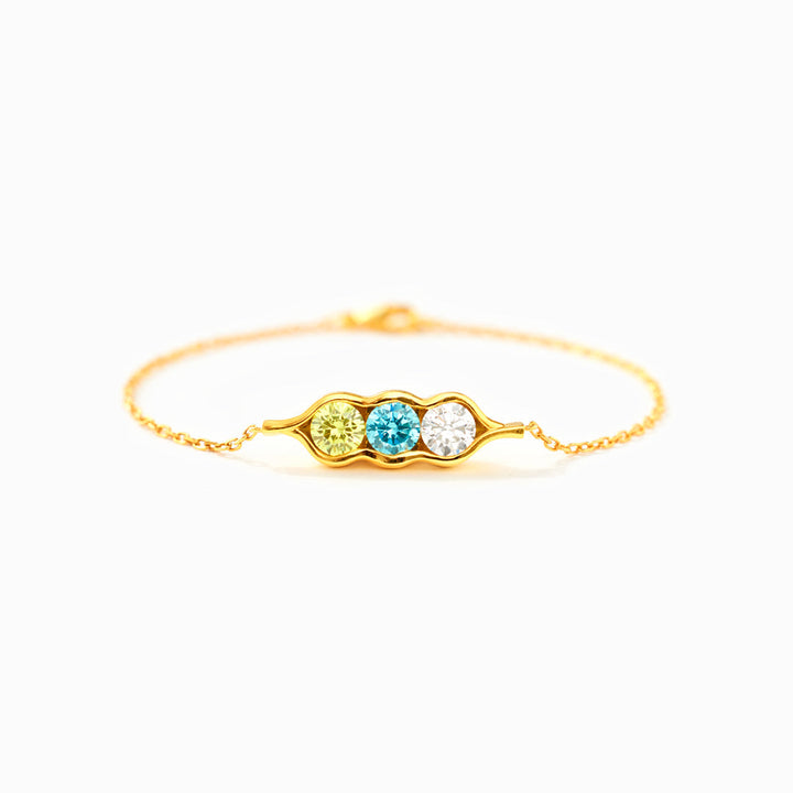 Personalized Peas in a Pod Birthstone Bracelet