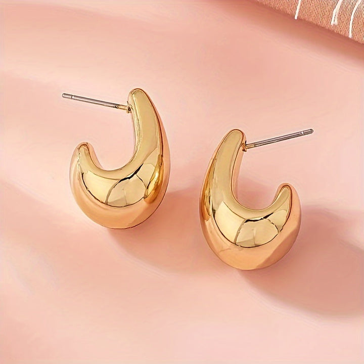Minimalist Gold C-Shape Sculptural Stud Earrings
