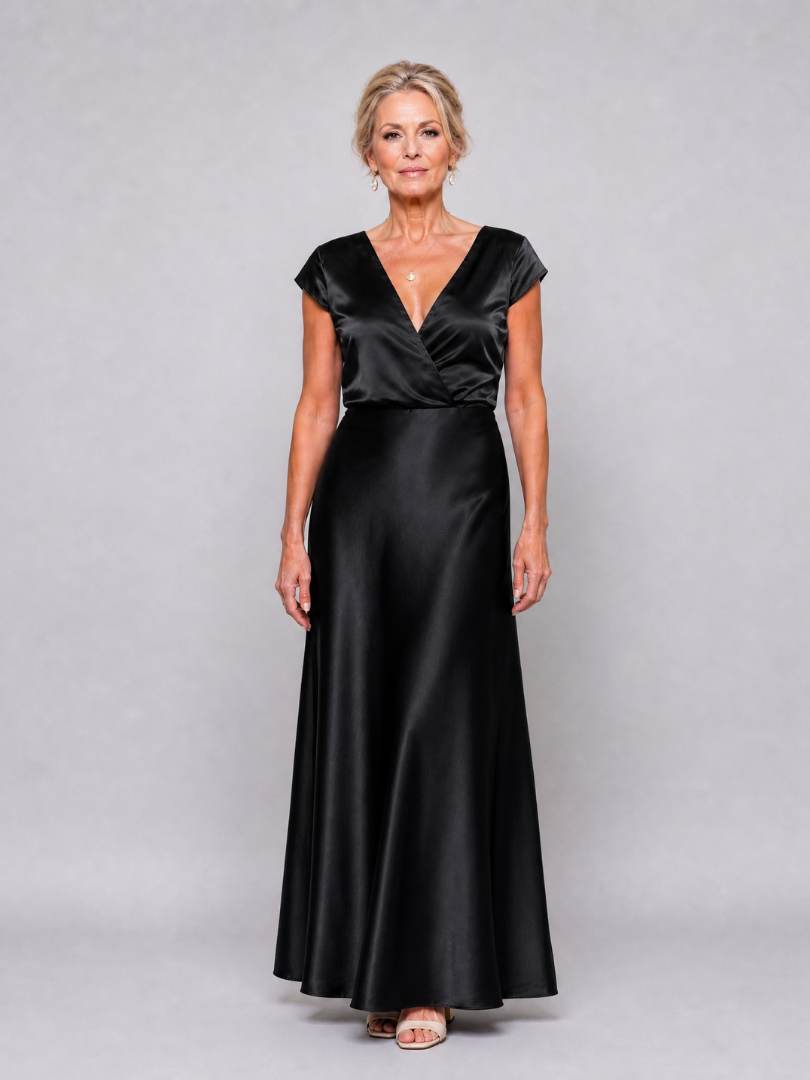 Samouse | Vestido maxi com mangas curtas e corpete transpassado