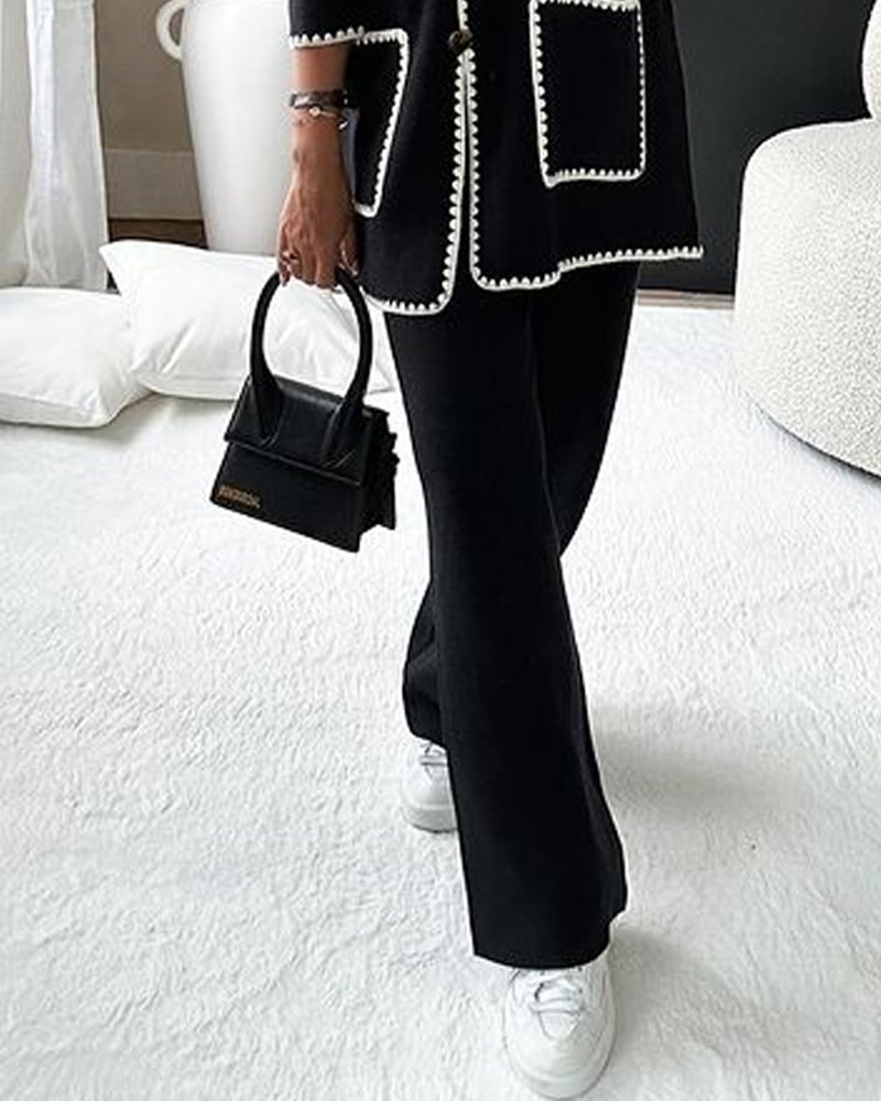 Conjunto casual Sofia com jaqueta com detalhes nas bordas e calça
