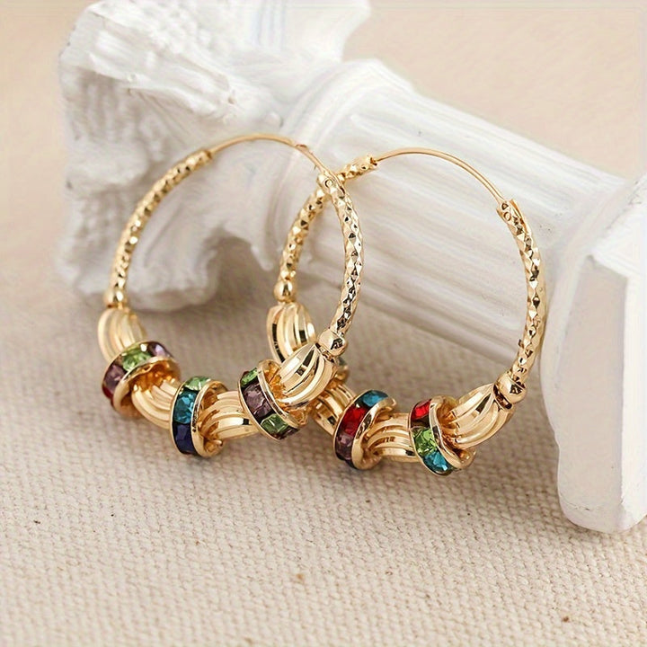 Elegant Golden Rainbow Zirconia Stone Earrings