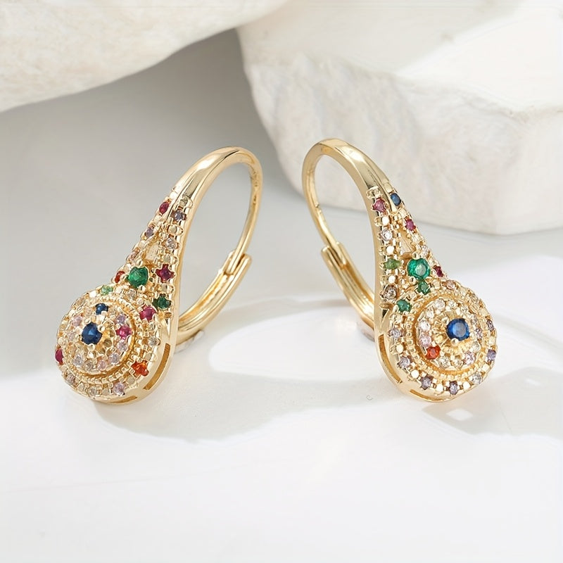 Elegant Retro Opulent Multi Hued Cubic Zirconia Earrings