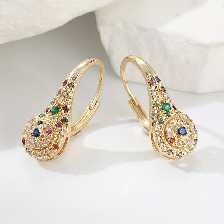 Elegant Retro Opulent Multi Hued Cubic Zirconia Earrings