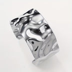 Elegant Polished Sculptural Wide Cuff Bracelet