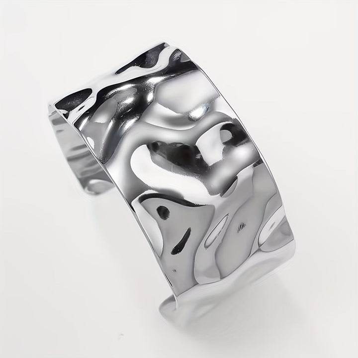 Elegant Polished Sculptural Wide Cuff Bracelet