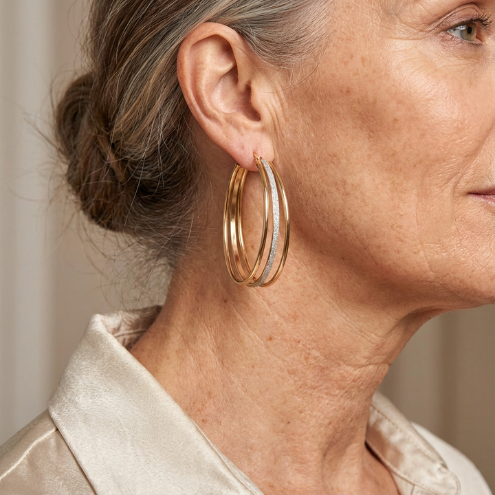 Gold Retro Hoop Earrings