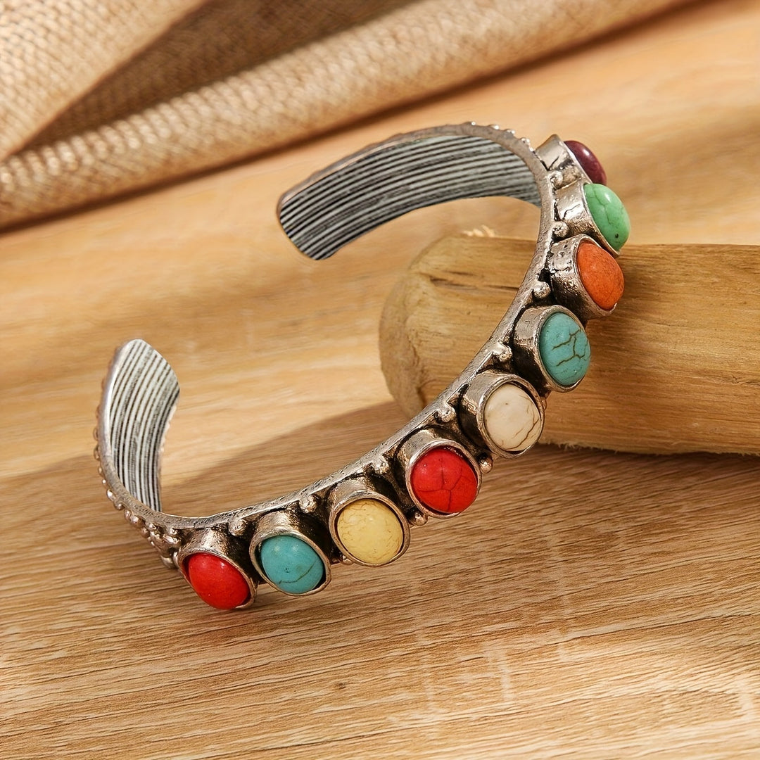 Vintage Style Multistone Turquoise Cuff Bracelet