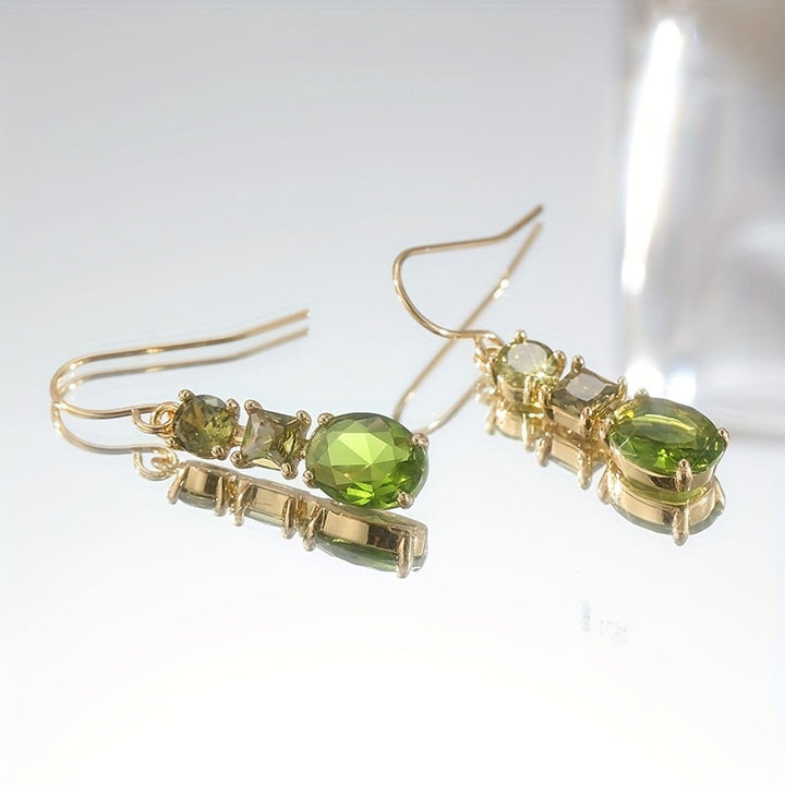 Vintage Bohemian Style Green Zirconia Geometric Earrings