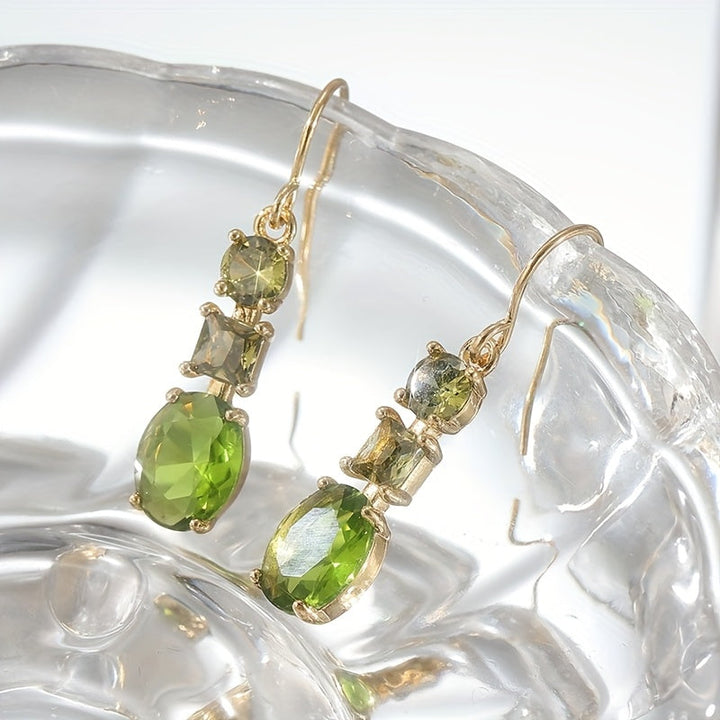 Vintage Bohemian Style Green Zirconia Geometric Earrings