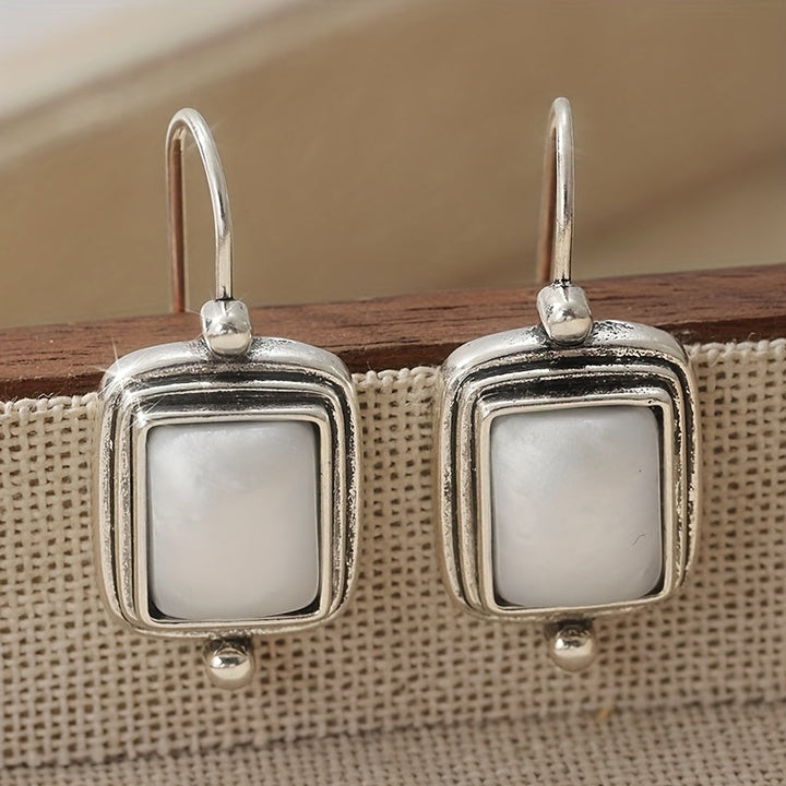 Elegant Bohemian Square Pearl Drop Earrings