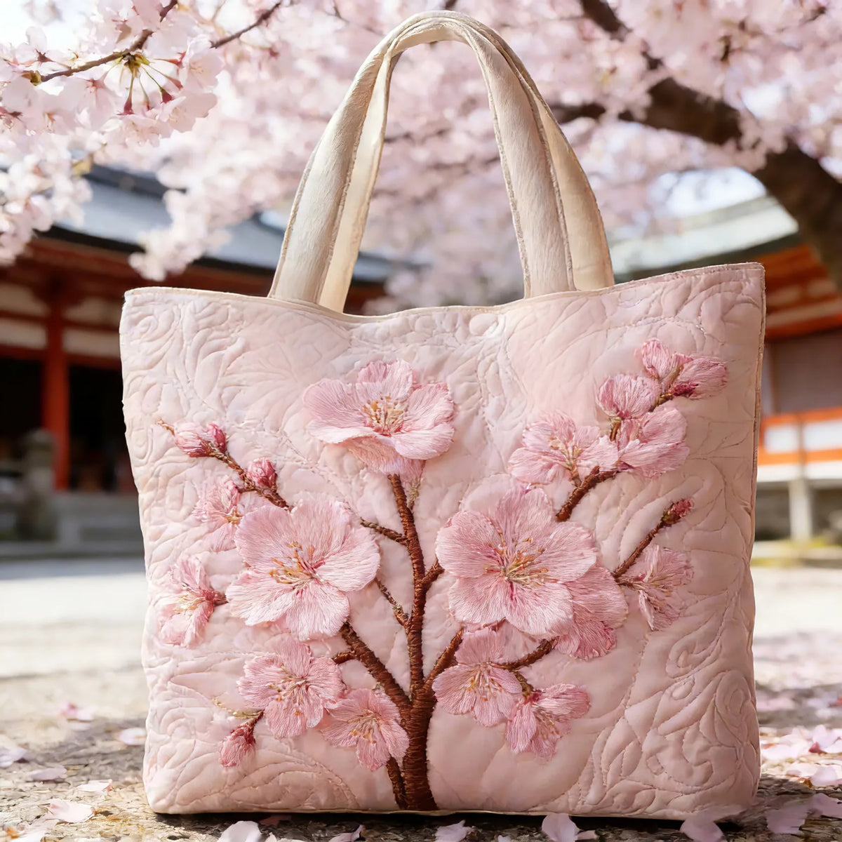 Serenidad en Flor | Bolsa tote acolchada artesanal