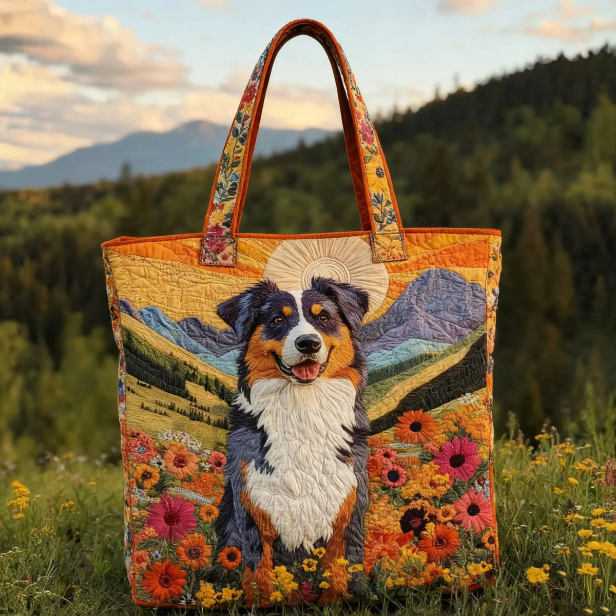 Compañero de la pradera montañosa | Bolsa tote acolchada artesanal